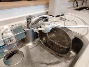 兵庫キッチン取付け隊　浄水器一体水栓の取替　施工前